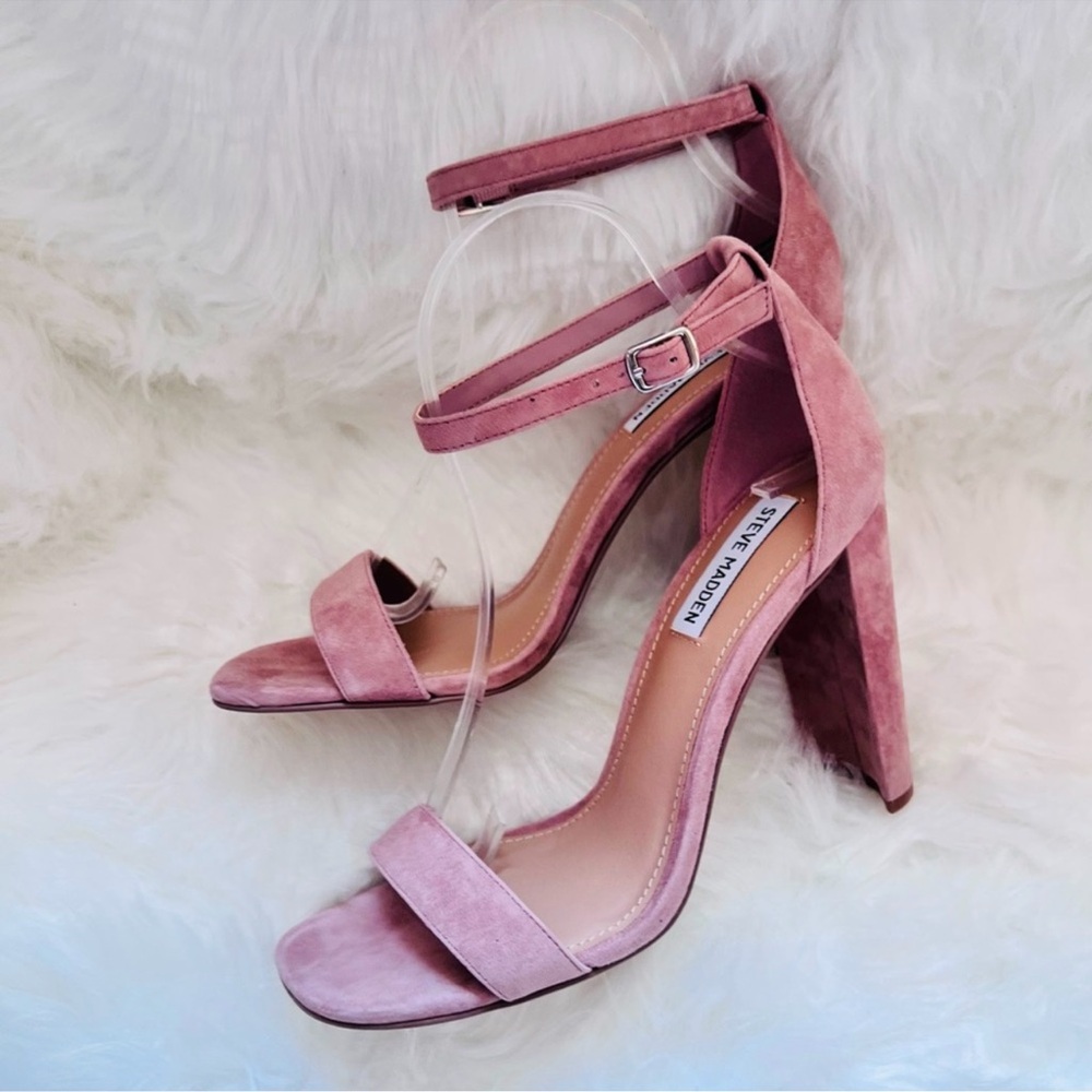 New! Rare STEVE MADDEN Franky Strappy Square Heel Sandals in Mauve - Picture 2 of 8